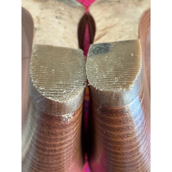 Tory Burch Raleigh Wedge Pumps Brown Leather Nutria Gold Sz. 7.5 - Picture 6 of 7